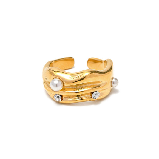 Elara Pearl Wave Ring