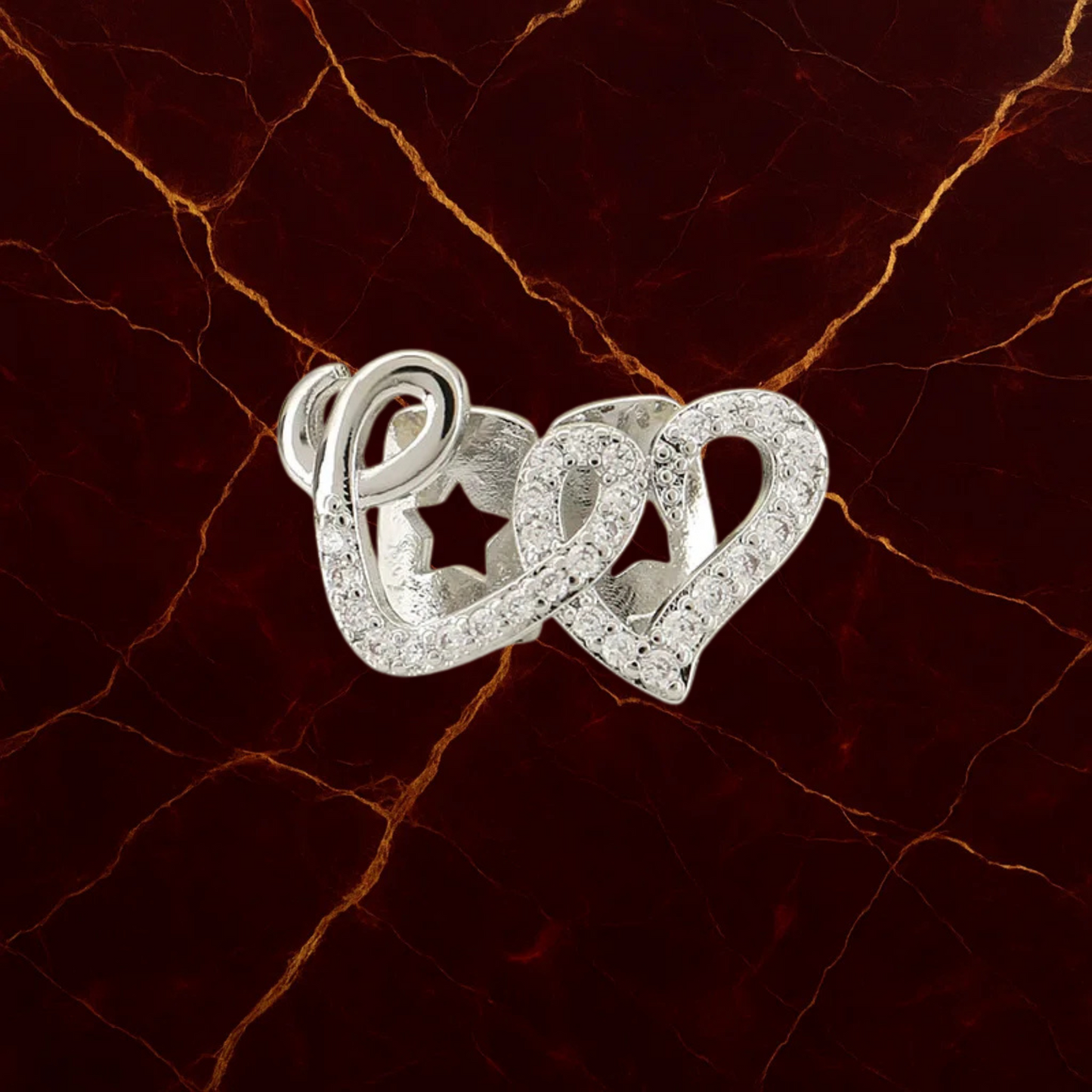 Iced Double Heart Tooth Grillz