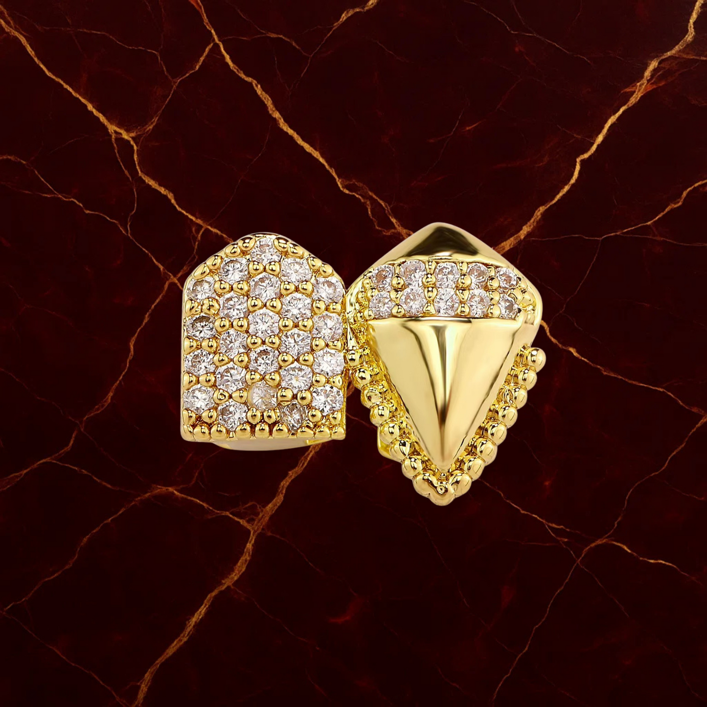 Iced Dual Tooth Canine Grillz